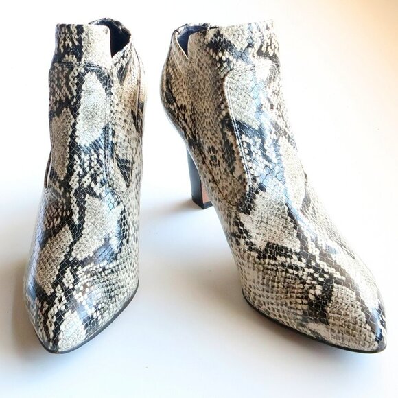 Franco Sarto Snakeskin Embossed Leather Heeled Ankle Boots Booties Size 8 - Picture 12 of 16